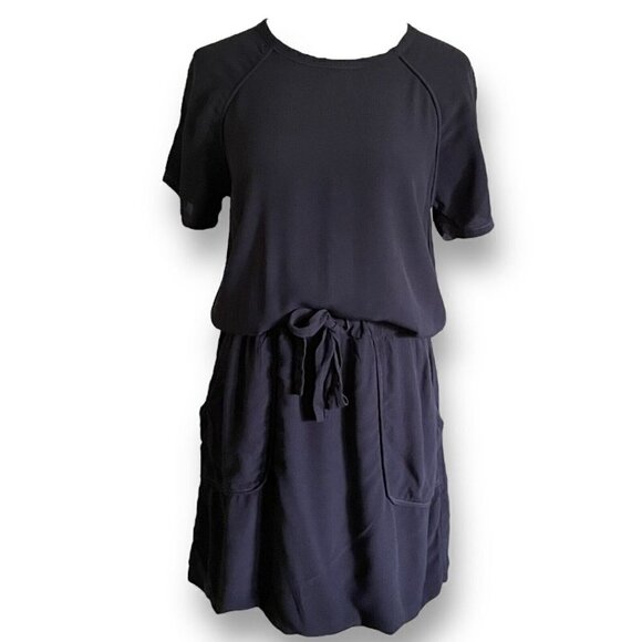 Monrow Womens Utility Dress Sz S Gray Drawstring Athleisure Raglan Blouson Shift - Picture 1 of 7